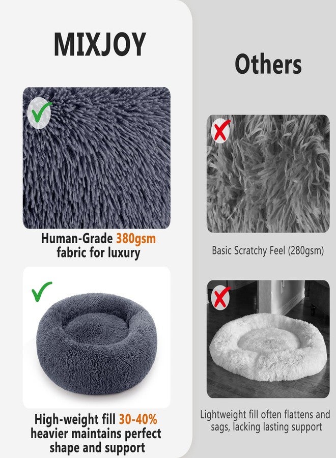 MIXJOY Orthopedic Dog Bed Comfortable Donut Cuddler Round Pet Beds Ultra Soft Washable Dog and Cat Cushion Bed (20''/23''/30'') (30'', Grey-Blue) - Image 4
